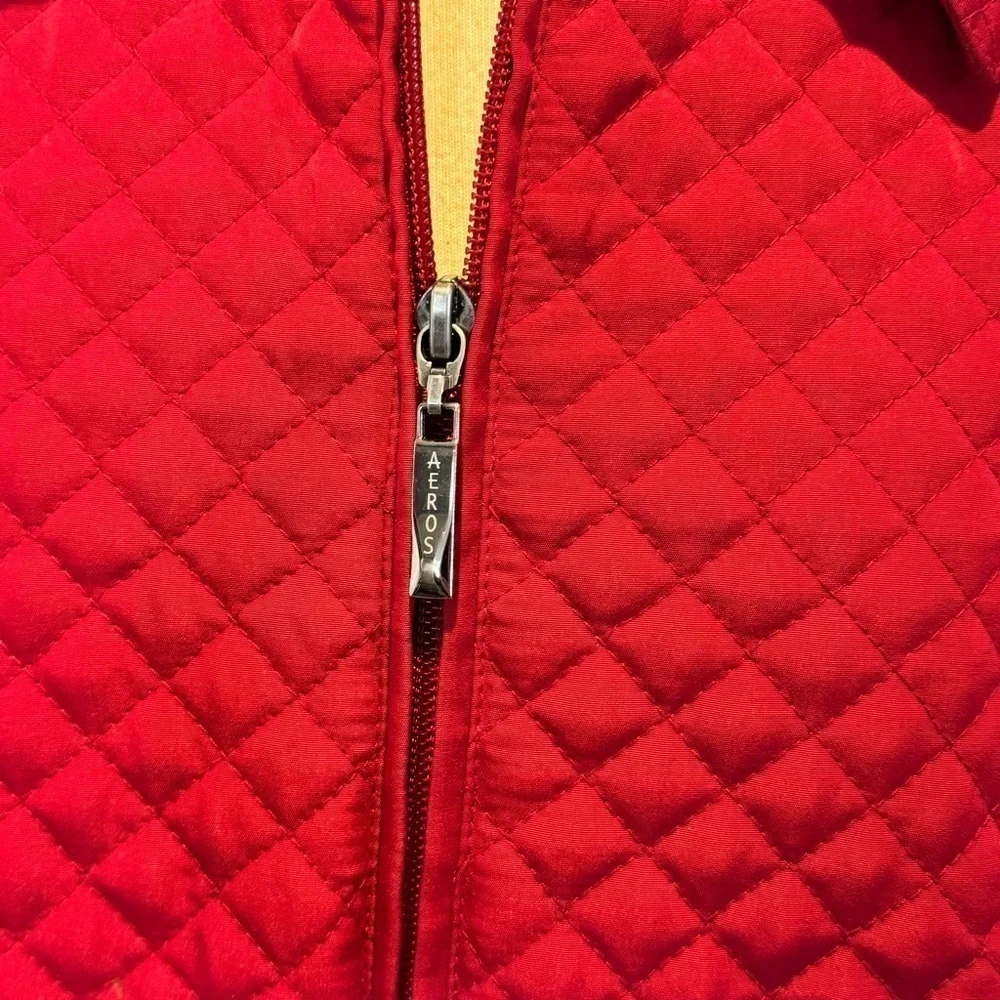 ❄️❄️ Aeros Red Quilted Zip Front Jacket Plus 3X